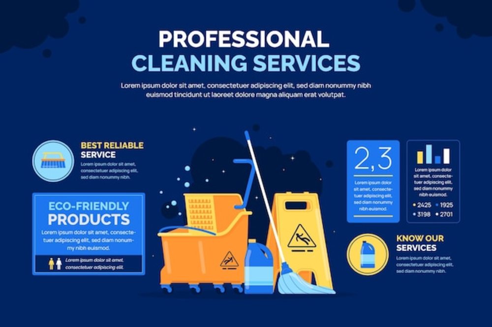 平面設(shè)計清潔服務(wù)信息圖表模板